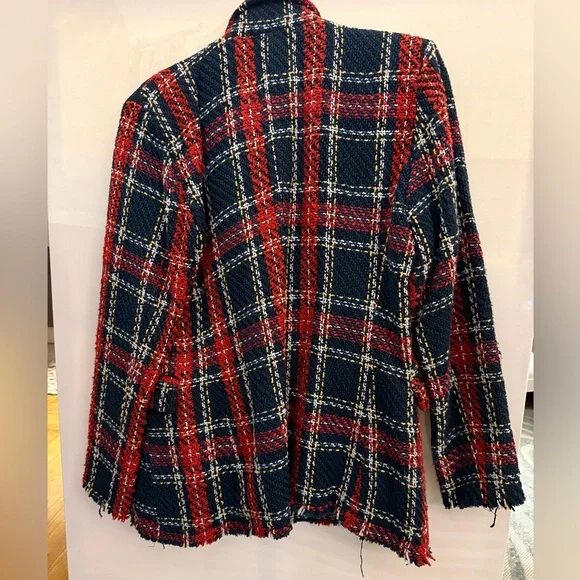 BlankNYC Red and Blue Prep School Plaid Blazer - Picture 3 of 6